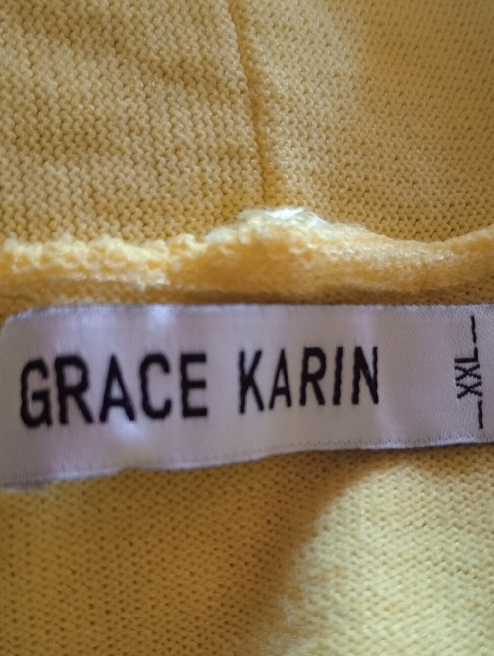 Grace Karin Yellow White Gray Colorblock Open-Front Cardigan Sweater Logenlook - Picture 5 of 6